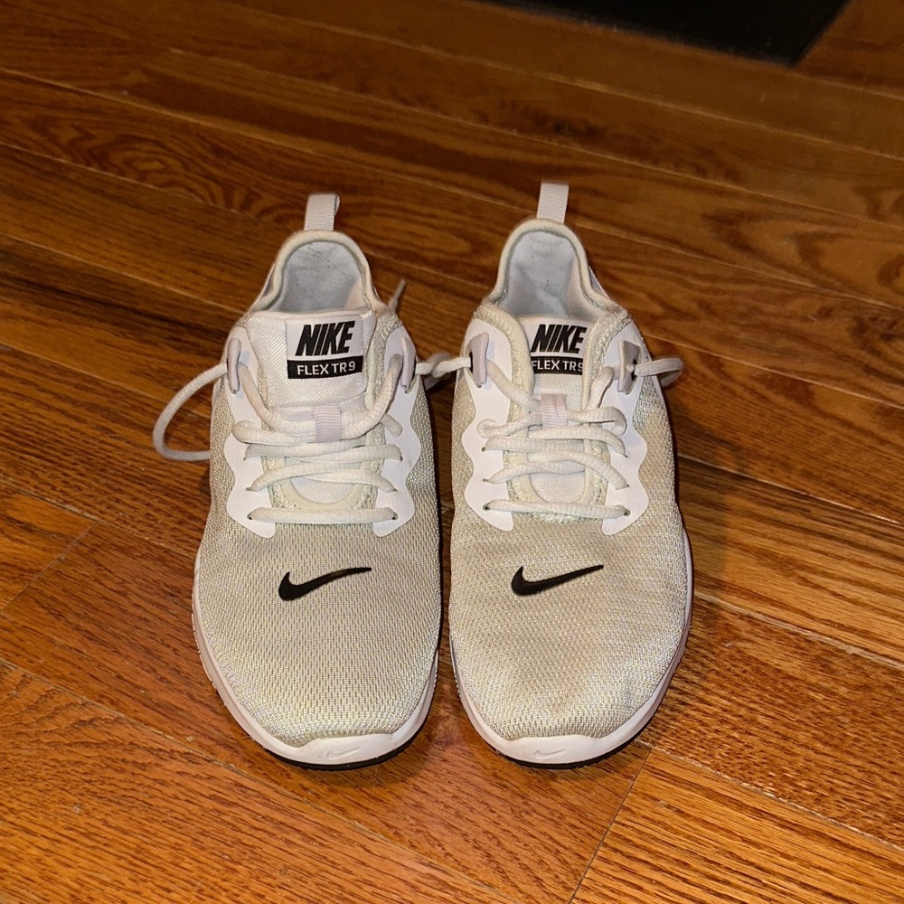 Nike White and Black Flex TR9 Trainers